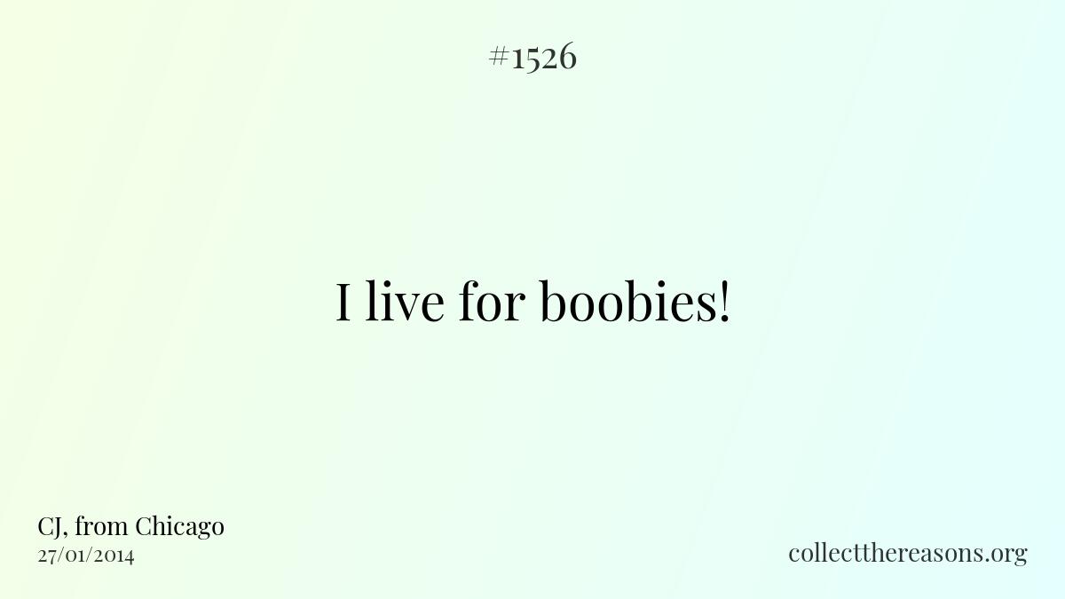 I live for boobies!