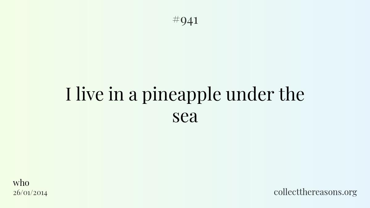 I live in a pineapple under the sea 