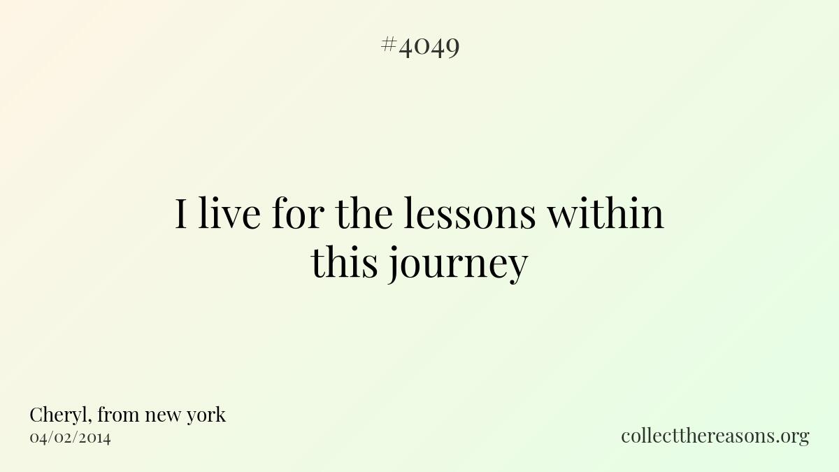 I live for the lessons within this journey