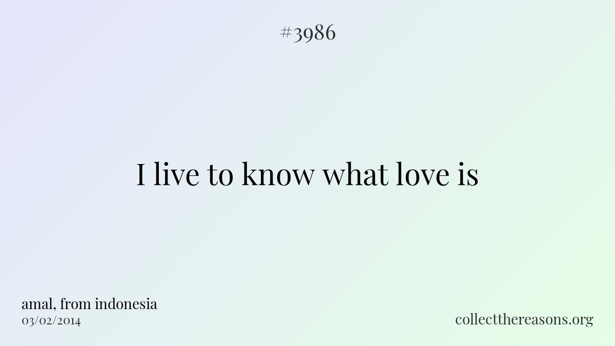 I live to know what love is