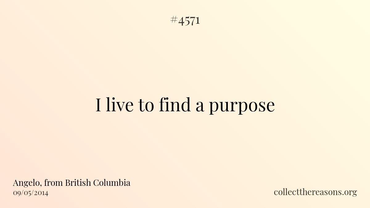 I live to find a purpose