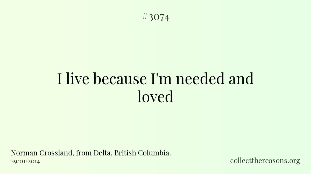 I live because i\'m needed and loved