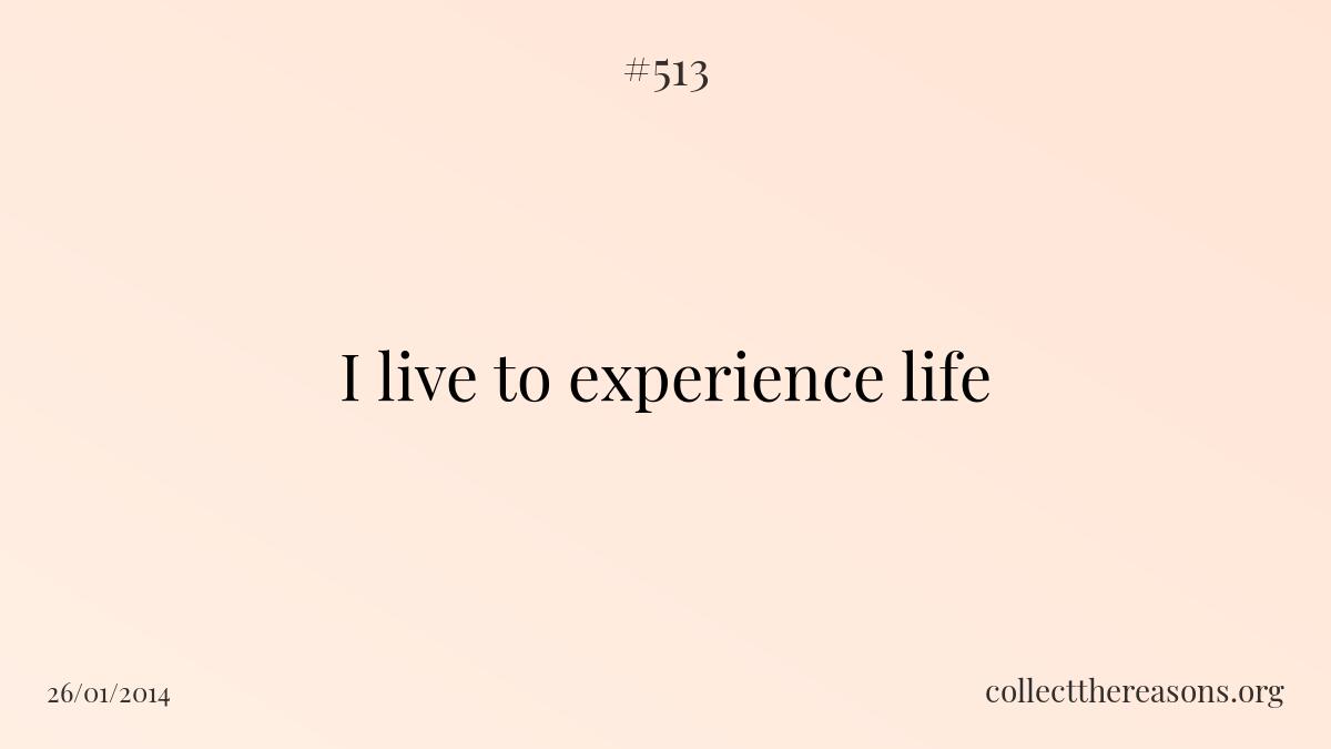 I live to experience life.