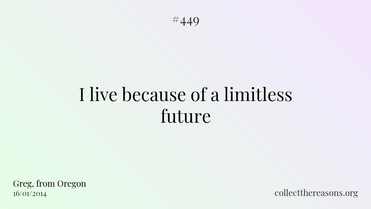I live because of a limitless future