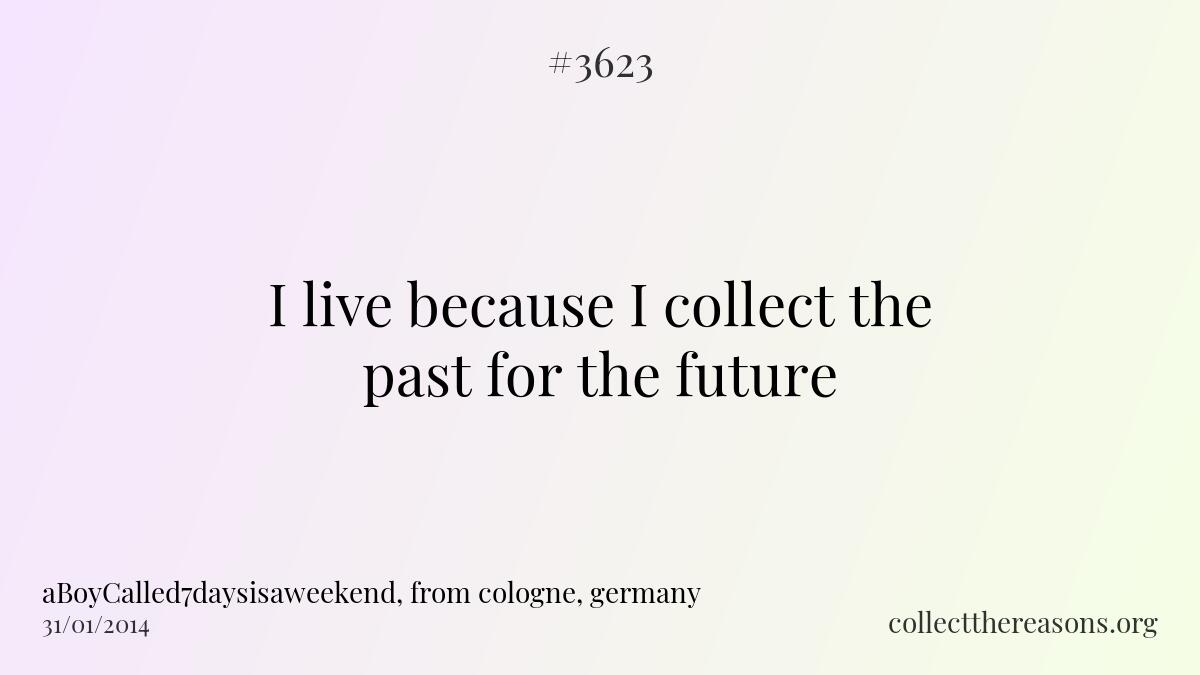 I live because i collect the past for the future