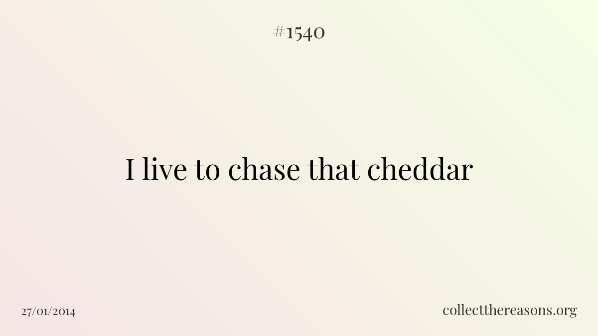 I live to chase that cheddar
