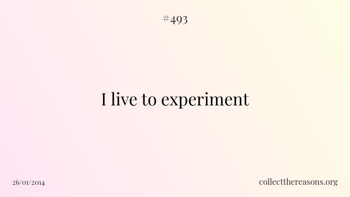 I live to experiment.