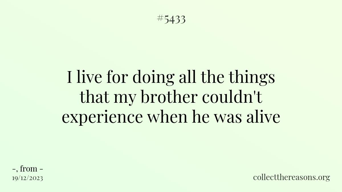 i live for doing all the things that my brother couldn't experience when he was alive
